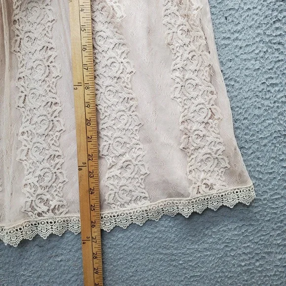 Mystree Blouse Tops Womens L Tan‎ Lined Blush Lace Cowboy Outfitters Sleeveless - Picture 7 of 8